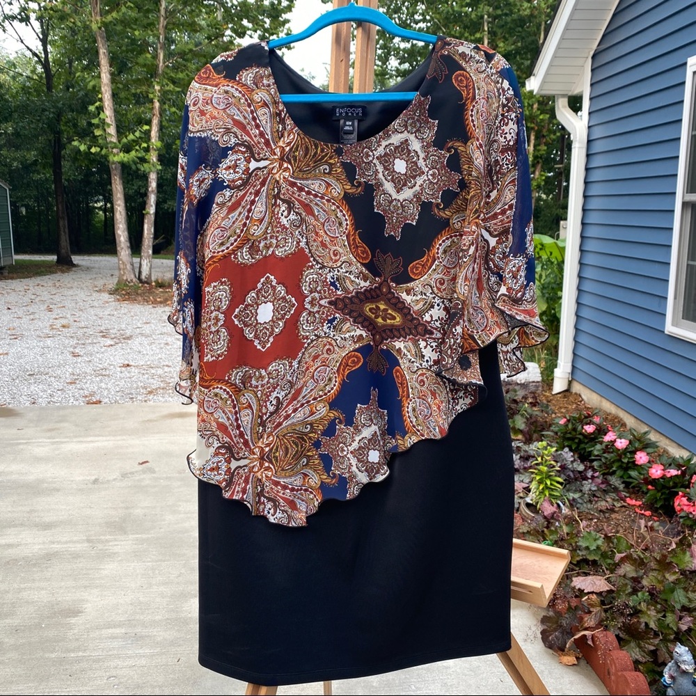 Black dress with sheer overlay attached. 18W